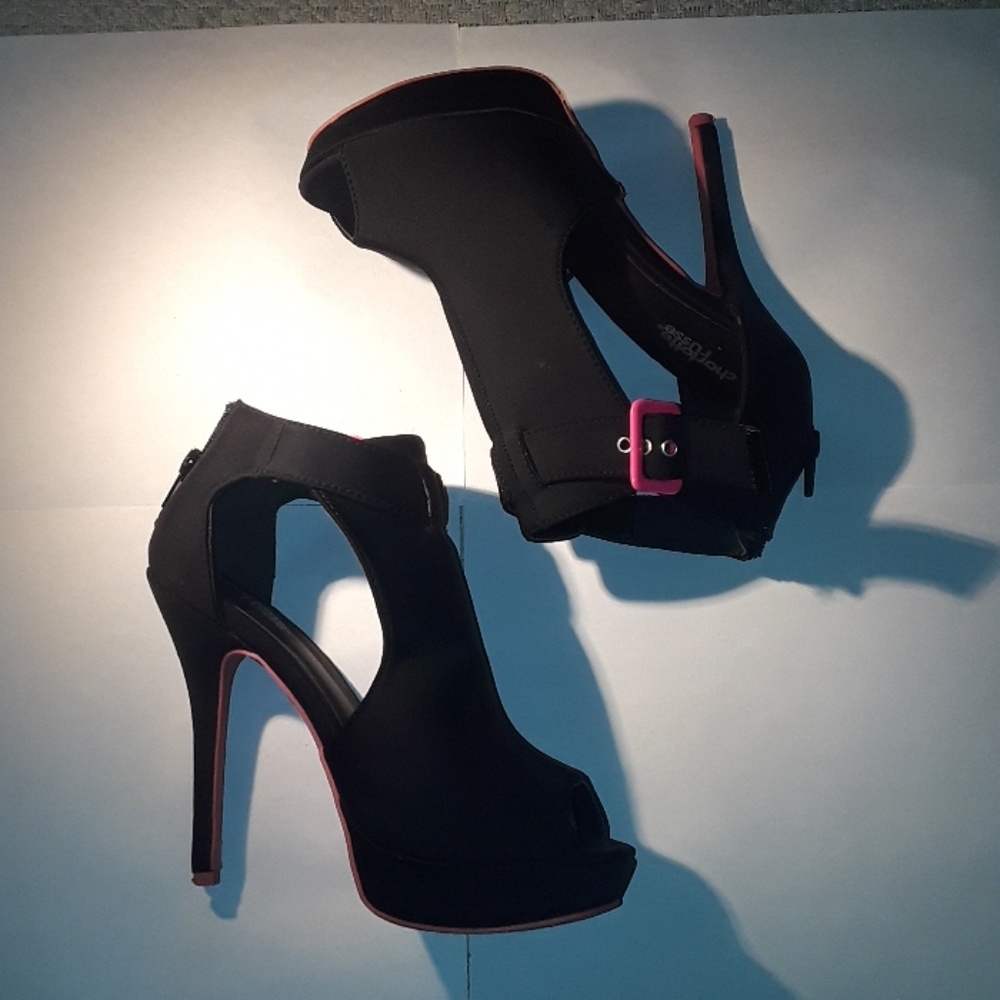 Beautiful Black Buckled Barely Booties